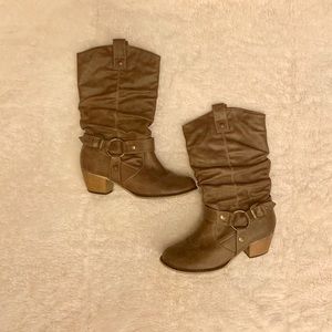 Dark Beige Ankle High Cowboy Boots